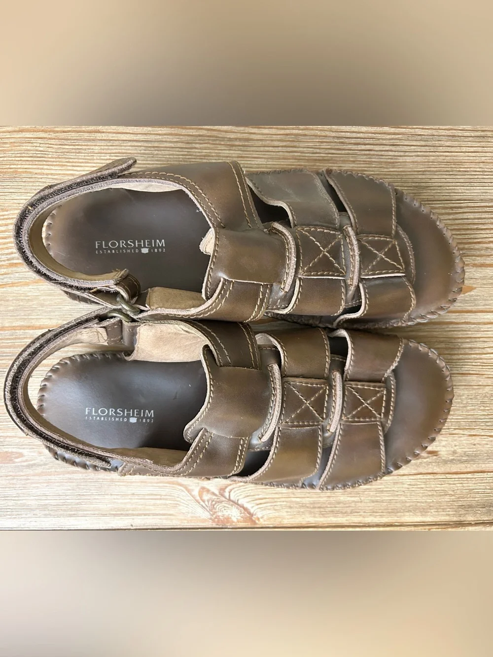 Florsheim Leather Fisherman Sandals Mens Size 8 Brown Comfort Casual Summer